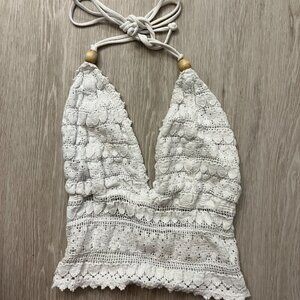White crochet halter top